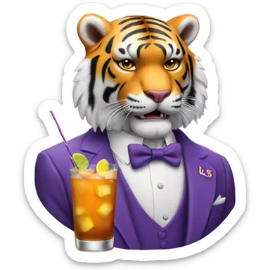 LSU Mike the Tiger with whiskey cocktail  sticker