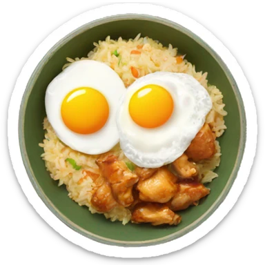 chicken thigh rice bowl with two eggs sticker