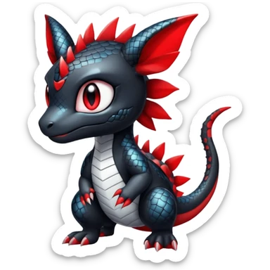Cute Shiny Chibi Baby Innocent Ethereal Guilmon-Salandit-Umbreon-Fakémon-hybrid-creature (full body)  sticker