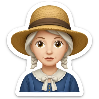Puritan farmer female middle age white bonnet hat amish sticker
