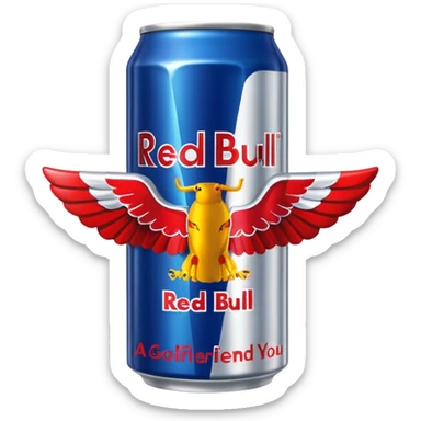a red bull can that says a cool girlfriend gives you wings sticker