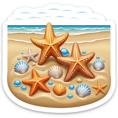 beach shore water sand seashells starfish sticker