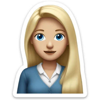 blue eyes, long blonde straight hair, female school teacher, no glasses  sticker