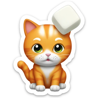 orange cat with white marshmellows sticker
