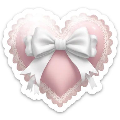 rococo Pastel pink heart with white bow with lace and frills  sticker