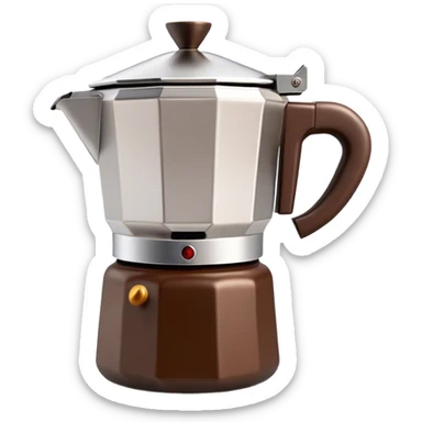 Cinematic Realistic Moka Pot Pop Culture Emoji, featuring an iconic Italian coffee maker rendered with classic charm and warm, inviting lighting. sticker