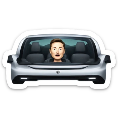 Elon musk riding in a Tesla cyber truck  sticker
