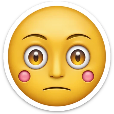 one eye looking left, the other eye looking right, emoji style, yellow face sticker
