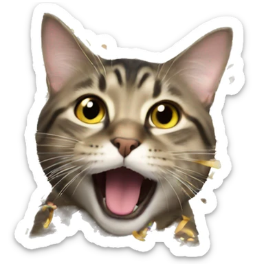 a cat exploding into confetti sticker