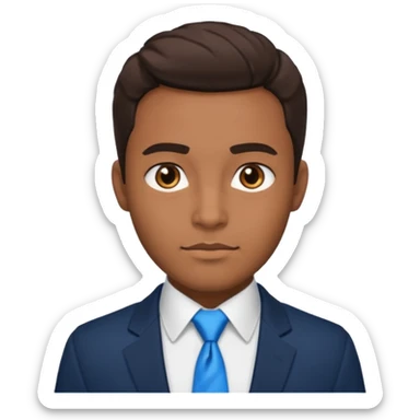 un homme brun joli avec des jolies traits avec une chemise blanche et une veste a manche longues et cravate bleu il a les yeux marron sticker