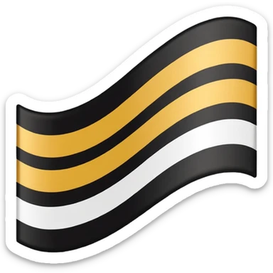 a tricolor flag with three equal horizontal bands of black, white and gold. sticker