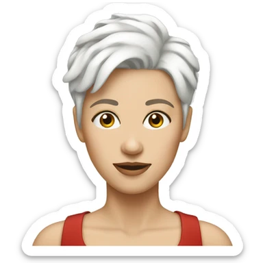 White woman with short pixie white hair xmas sticker