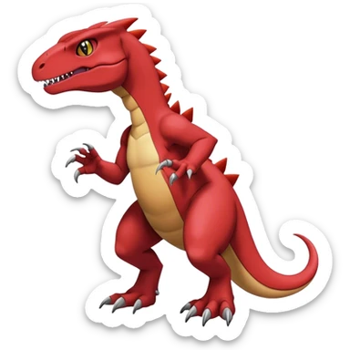  Cool Edgy Maroon Guilmon-Charmeleon-Digimon-Fakemon-Velociraptor full body sticker