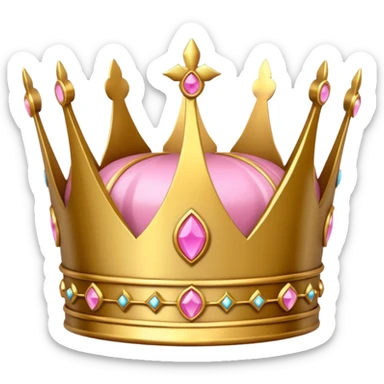A luxurious golden crown with pink accents and elegant details, featuring a prominent empty space  sticker