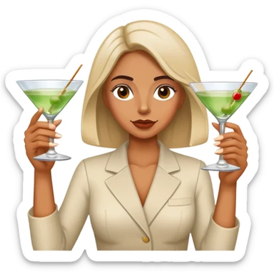 Drunk girl holding martinis in each hand sticker