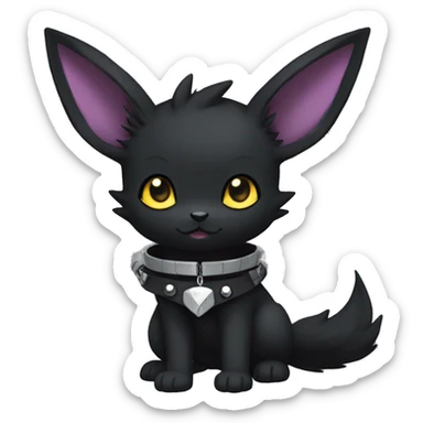 Dark Black Cute Punk Kawaii Eeveelution-Cute-Pokémon-fusion with a collar full body sticker