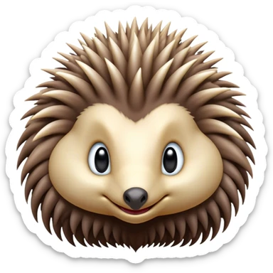 Cinematic Cute Echidna Portrait Emoji, Head tilted playfully and inquisitively, featuring a fuzzy, spiky fur with an adorably scrunched face and a cute, pointed snout, round, sparkling eyes filled with gentle curiosity, Simplified yet irresistibly adorable features, highly detailed, glowing with a warm, friendly glow, high shine, affectionate and quirky, stylized with a touch of natural whimsy, bright and endearing, soft glowing outline, capturing the essence of a mischievous yet loving echidna, so playful it feels like it could nuzzle out of the screen into your arms! sticker