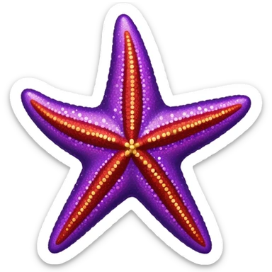 color gradient between red and purple glitter starfish sticker