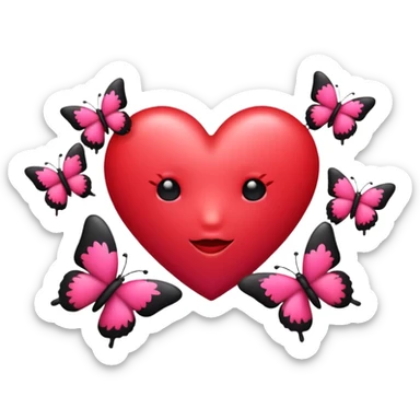 Really cool heart emoji for my sick girlfriend that’s mainly  red & black. With just tiny hot pink butterflies on it.  sticker