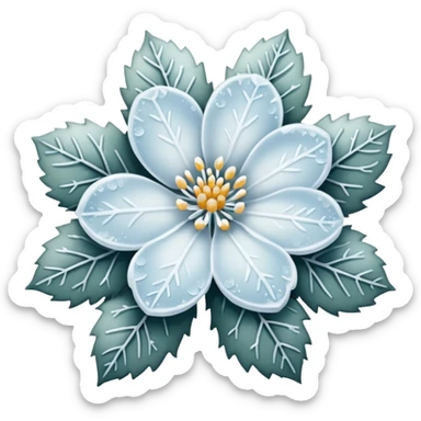 A tiny winter bloom dusted lightly with frost crystals. sticker