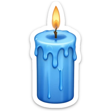 Dripping blue candle, at a 45 degree angle, wax dripping down sticker