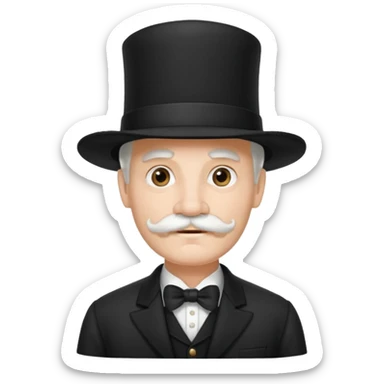 very big white moustachhe and typical 1900 black elegant clothes and hat .3/4 pose sticker