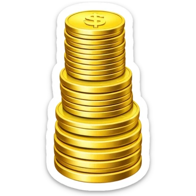 Prompt 2: "you’ve sacrificed and saved…"
Graphic: 💰 Coin stack (white) with top coin glowing yellow.
Animation: Coins stack up, top coin pulses.
Background: Transparent.
 sticker