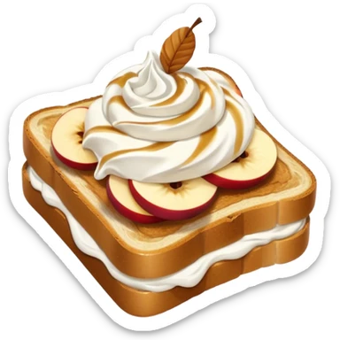 toast with apple slices on top with a swirl of whipped cream sticker