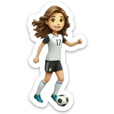 Caucasian girl with long Brown hair doing cr7 celebration as scores a goal full body sticker