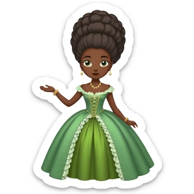 marie Antoinette fashion dark skinned woman green dress sticker