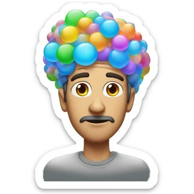 A men with bubble word flow on the top of his head sticker
