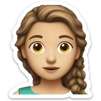 A bust of Girl with brown hair and light skin reading a book sticker