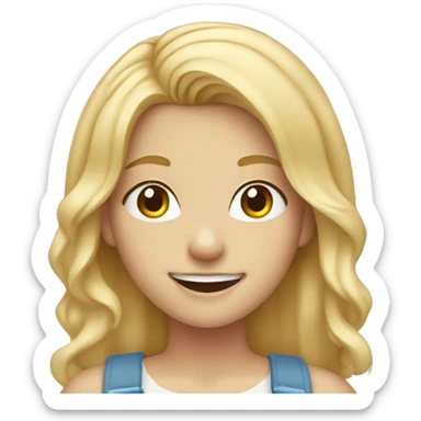 smiling girl with blonde hair with braces sticker