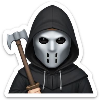 an executioner with a black hood/sheet on his face so we can't see his face but only his eyes and an axe in his hand sticker