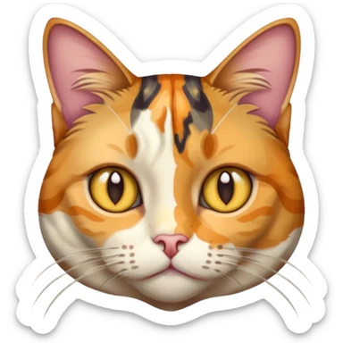 full body anxious looking colourful light patched calico tabby cat with hazel eyes sticker