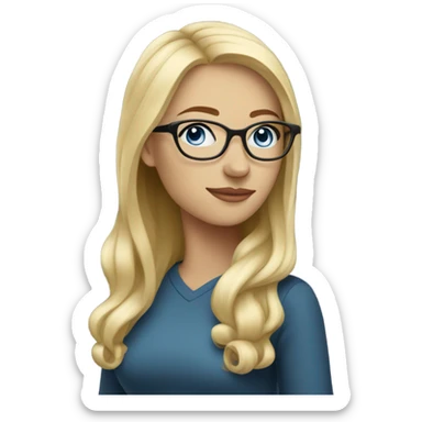 Beautiful blonde woman with blue eyes, side profile wearing glasses  sticker