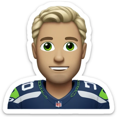 A guy with dirty blonde hair green eyes in Seahawks jersey  sticker