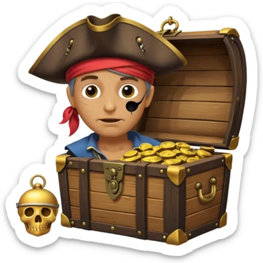 One Eye Pirate with Treasure. sticker