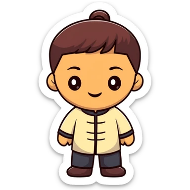 Person with Chinese appearance, darker skin tone, and narrow eyes, friendly expression sticker