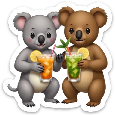Koala and bear drink mai tai sticker
