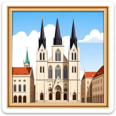 Zagreb Cathedral Landmark Emoji – Depicting its Gothic architecture and twin spires. sticker