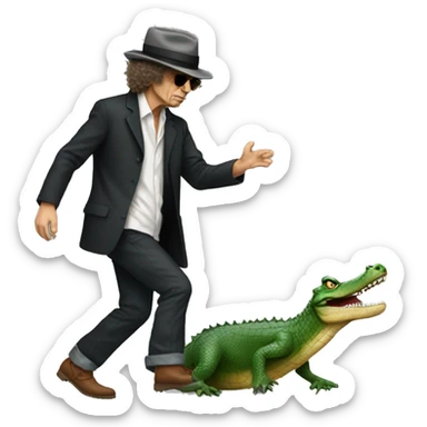 Bob dylan stomping on an alligator sticker