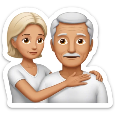 60-year-old man massaging 60-year-old woman  sticker