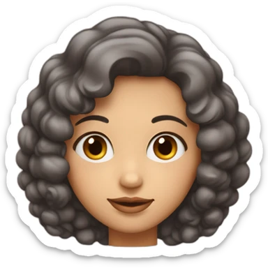 Quiero un emoji mujer media edad morena, ojos marrones,pelo rizado media melena sticker