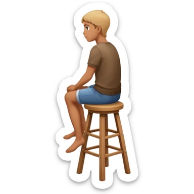 a person sitting on stool with full back head turn

 sticker
