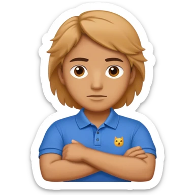 Me with folded arms wearing a polo sticker