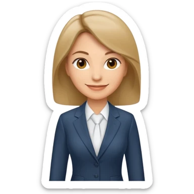 business woman with characters in her forties in full suit dark blond hair standing sticker