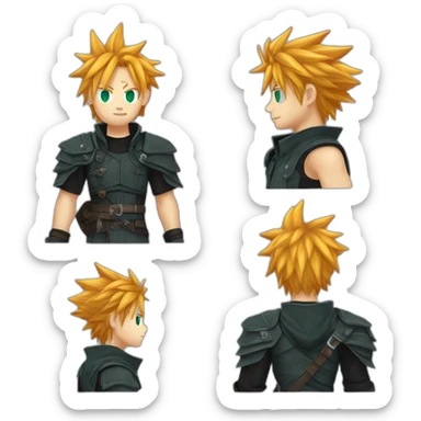 Ginger cloud strife with midgar clothes black sticker