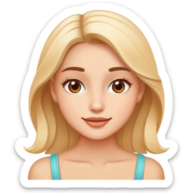 A captivating young lady with a natural glow, her flawless complexion complemented by a playful and carefree demeanor sticker