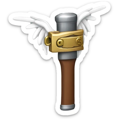 a lock with wings holding a boomstick sticker